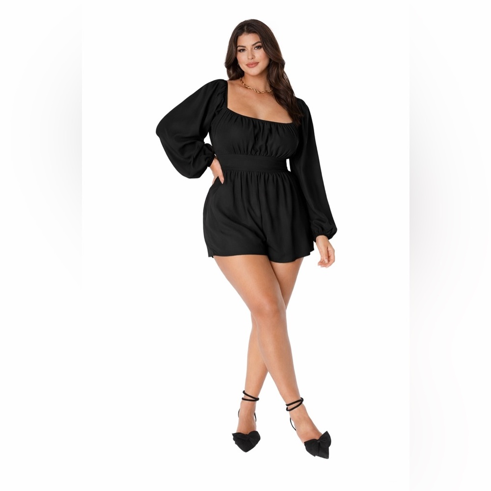 Chic black jumpsuit shorts